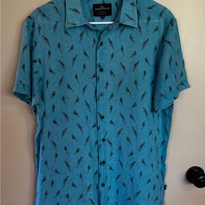 Rodd & Gunn Teal Parrot Print Casual Shirt